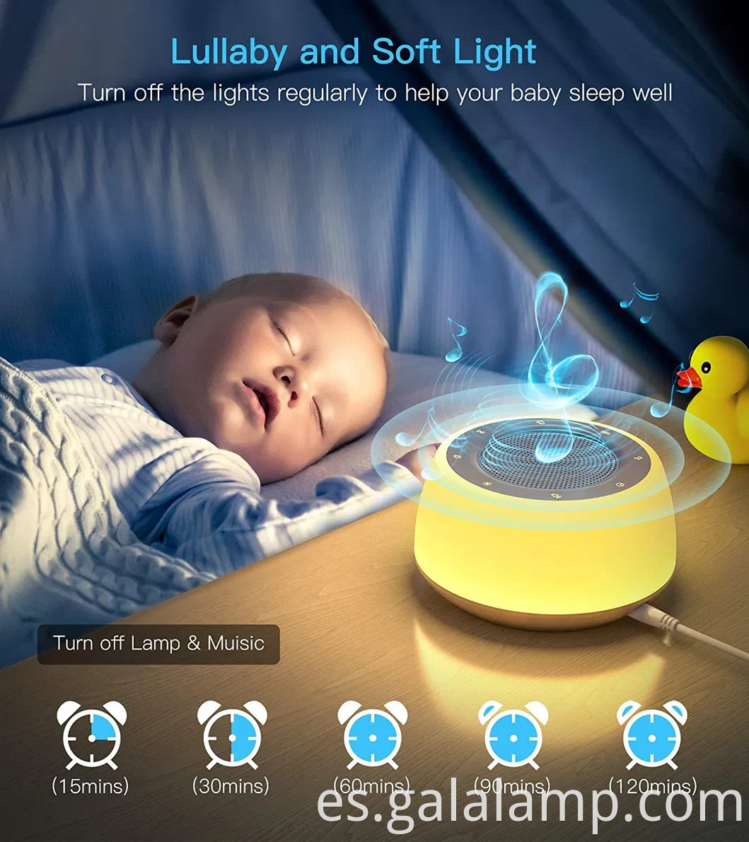 Monitor de sueño de ruido, música incorporada, luz nocturna cronometrada, máquina de ruido